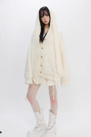 Angora Giant Rabbit Faux Mink Fur Thick Sweater - LolitaEraWhiteSAngora Giant Rabbit Faux Mink Fur Thick Sweater