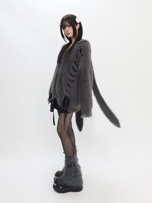 Angora Giant Rabbit Faux Mink Fur Thick Sweater - LolitaEraGraySAngora Giant Rabbit Faux Mink Fur Thick Sweater