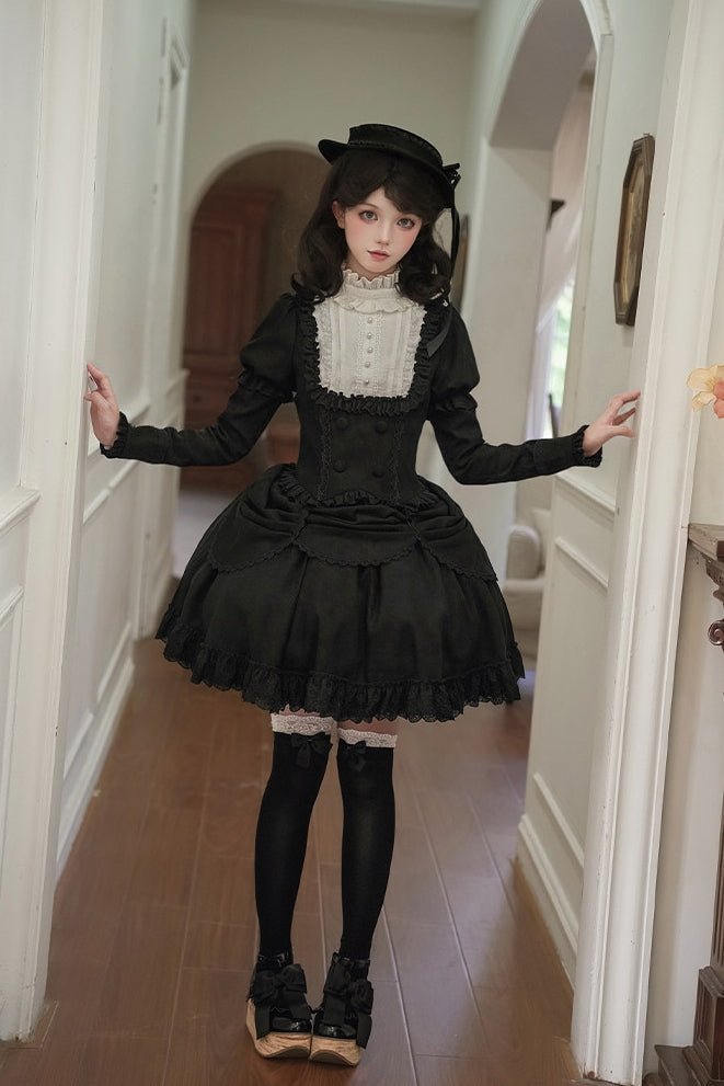 Apocalypse Square Neck Velvet Twin OP Lolita Dress - LolitaEra
