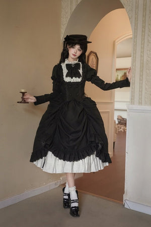 Apocalypse Square Neck Velvet Twin OP Lolita Dress - LolitaEraShort SK SetSApocalypse Square Neck Velvet Twin OP Lolita Dress