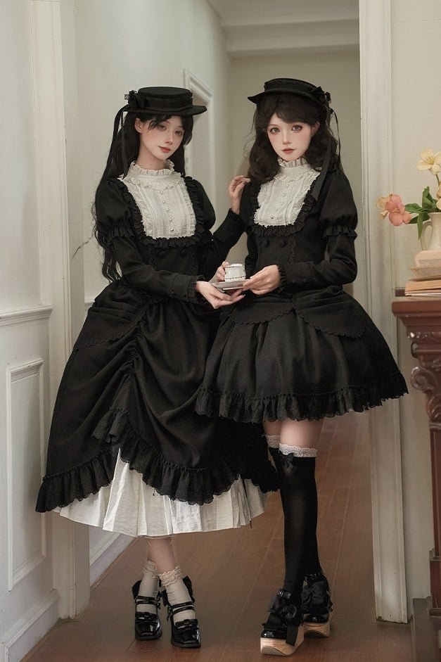 Apocalypse Square Neck Velvet Twin OP Lolita Dress - LolitaEra