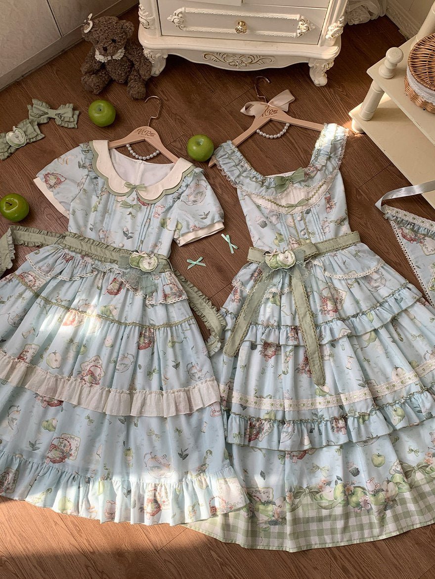 Apple Tea Country Style Lolita Mint Green JSK/OP - LolitaEraApple Tea OPSApple Tea Country Style Lolita Mint Green JSK/OP