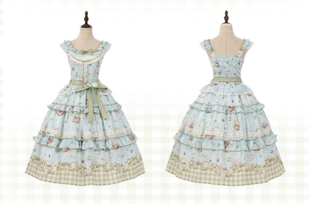 Apple Tea Country Style Lolita Mint Green JSK/OP - LolitaEraApple Tea JSKSApple Tea Country Style Lolita Mint Green JSK/OP