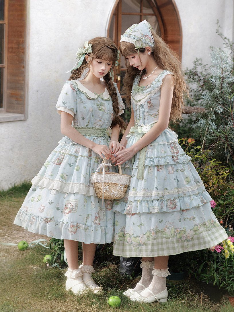 Apple Tea Country Style Lolita Mint Green JSK/OP - LolitaEraApple Tea OPSApple Tea Country Style Lolita Mint Green JSK/OP