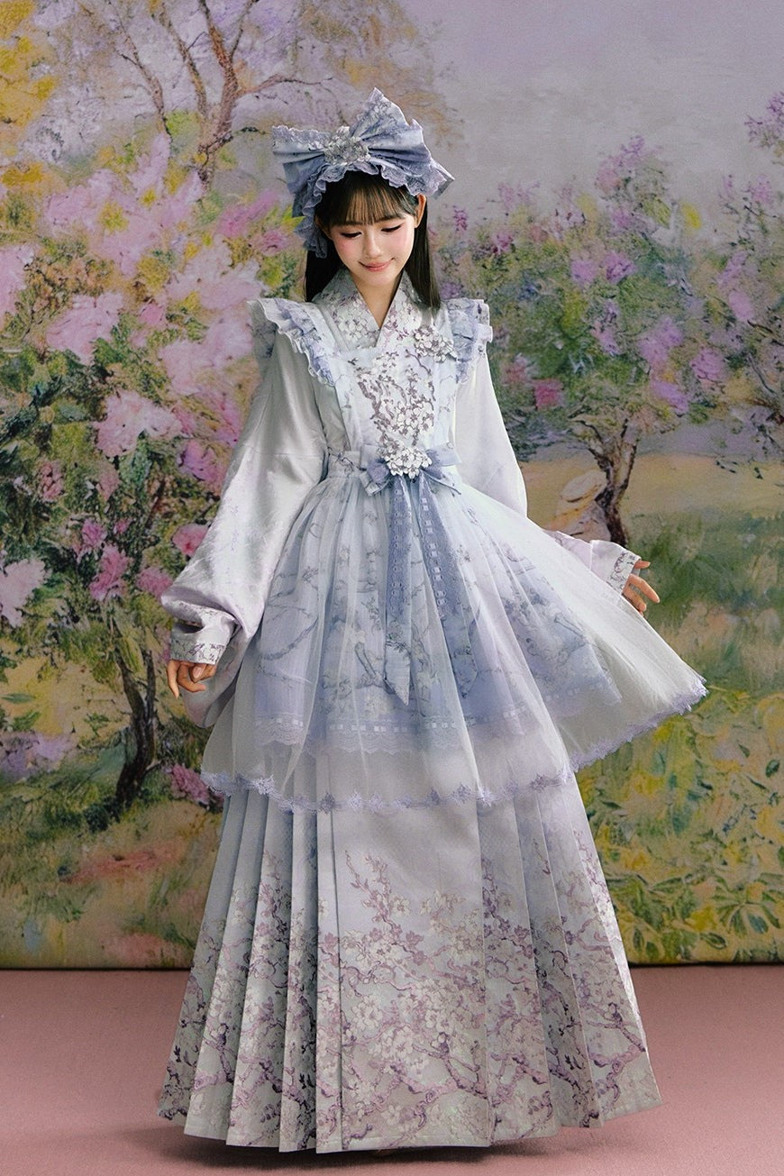 Apricot Blossom Shadow Purple & Black Hanfu Lolita JSK Set - LolitaEra