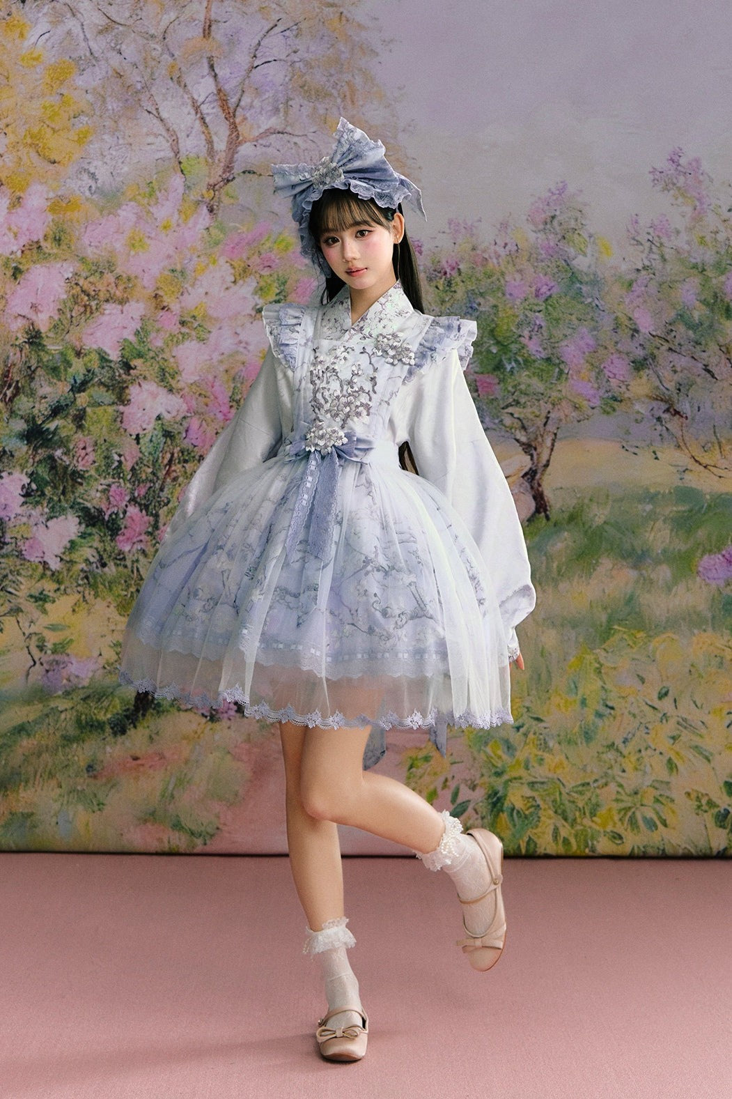 Apricot Blossom Shadow Purple & Black Hanfu Lolita JSK Set - LolitaEra
