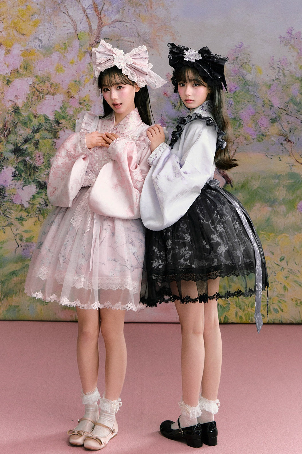 Apricot Blossom Shadow Purple & Black Hanfu Lolita JSK Set - LolitaEra
