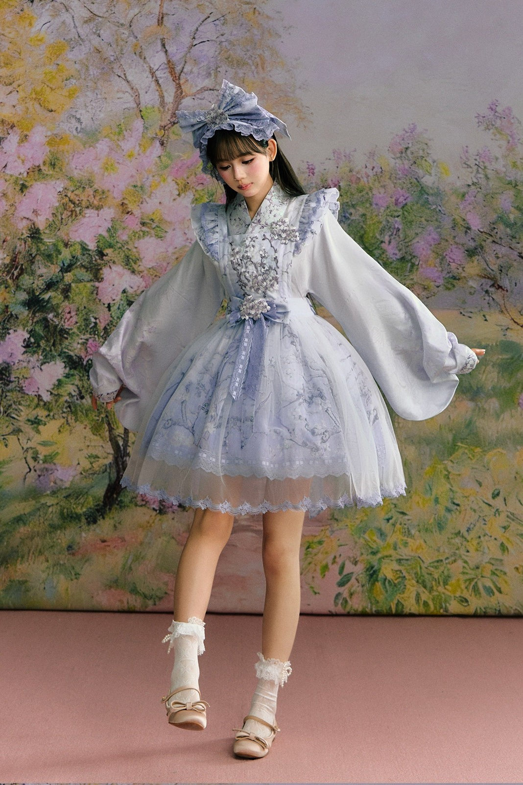 Apricot Blossom Shadow Purple & Black Hanfu Lolita JSK Set - LolitaEra