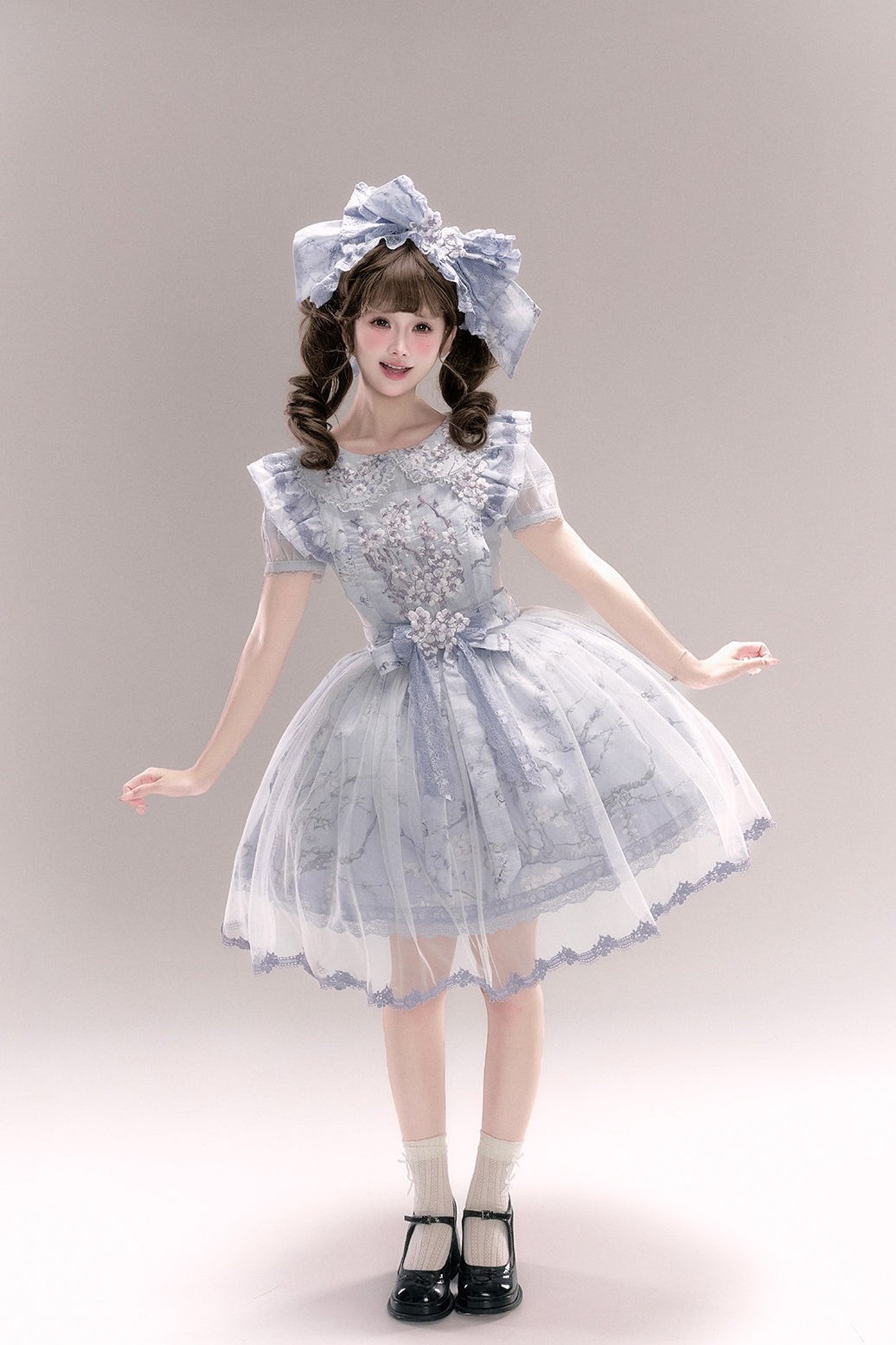Apricot Blossom Shadow Purple & Black Hanfu Lolita JSK Set - LolitaEra