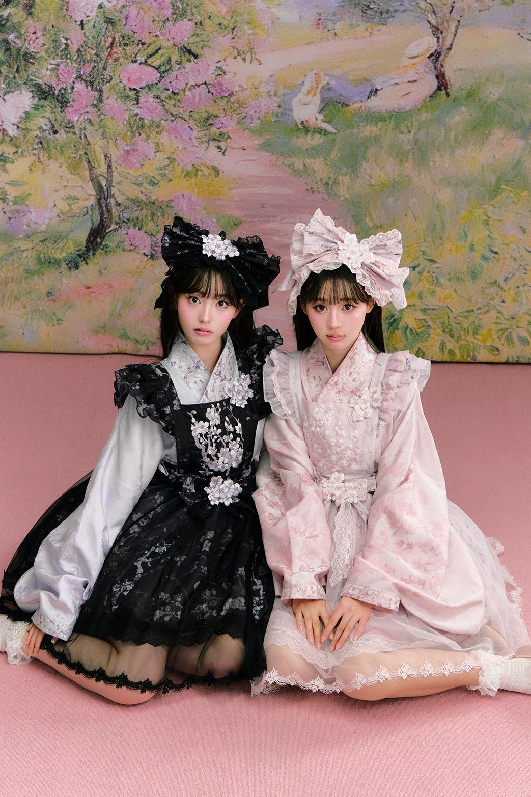 Apricot Blossom Shadow Purple & Black Hanfu Lolita JSK Set - LolitaEra
