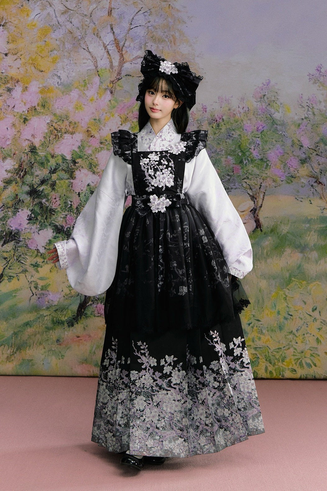 Apricot Blossom Shadow Purple & Black Hanfu Lolita JSK Set - LolitaEra