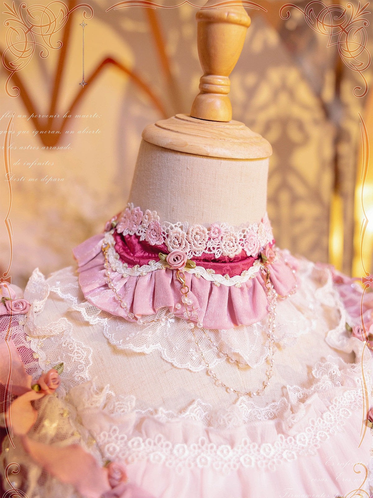 Apricot Tree Special Edition Pink Rose Pearl Bridal Classic Lolita OP Dress - LolitaEra