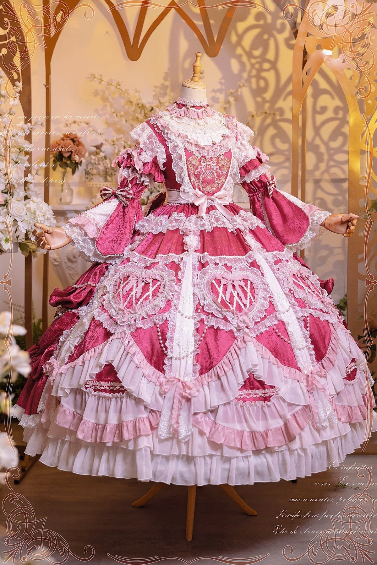 Apricot Tree Special Edition Pink Rose Pearl Bridal Classic Lolita OP Dress - LolitaEra