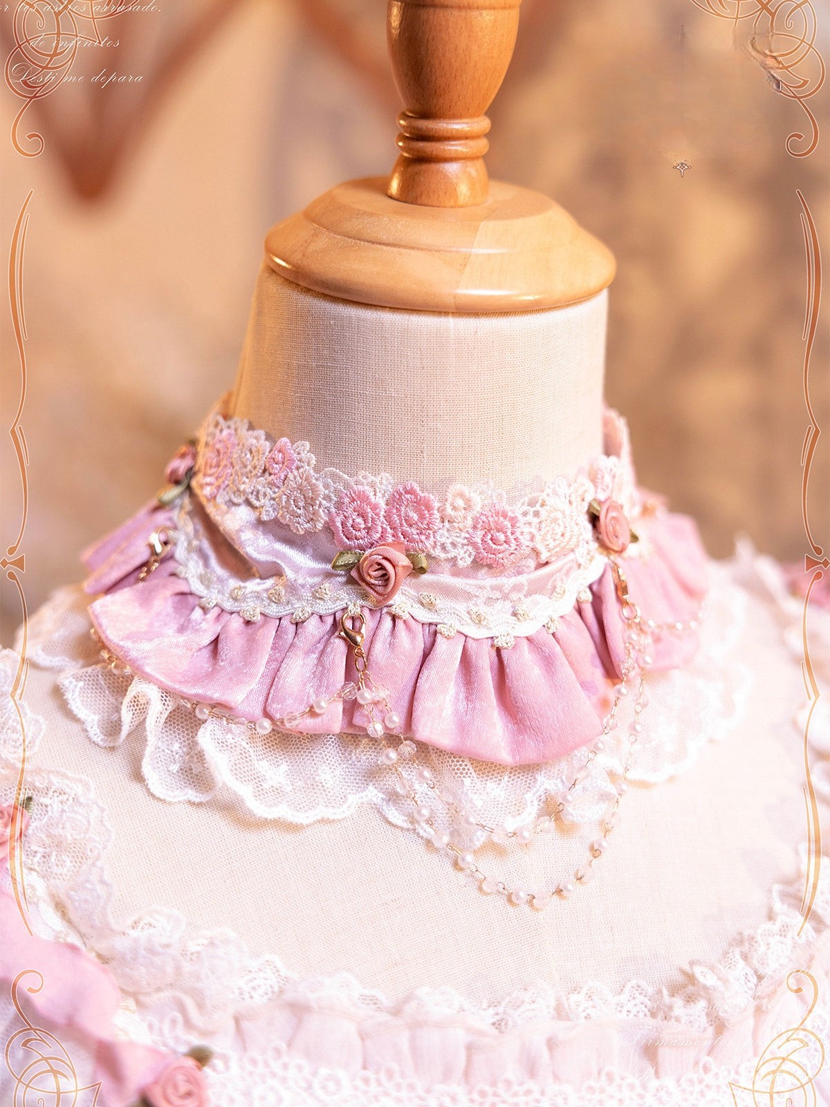 Apricot Tree Special Edition Pink Rose Pearl Bridal Classic Lolita OP Dress - LolitaEra