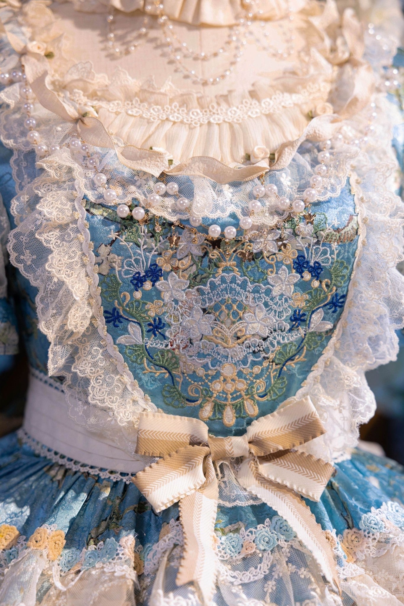 Apricot Tree Special Edition Sky Blue Heart Lace Classic Lolita Dress - LolitaEra