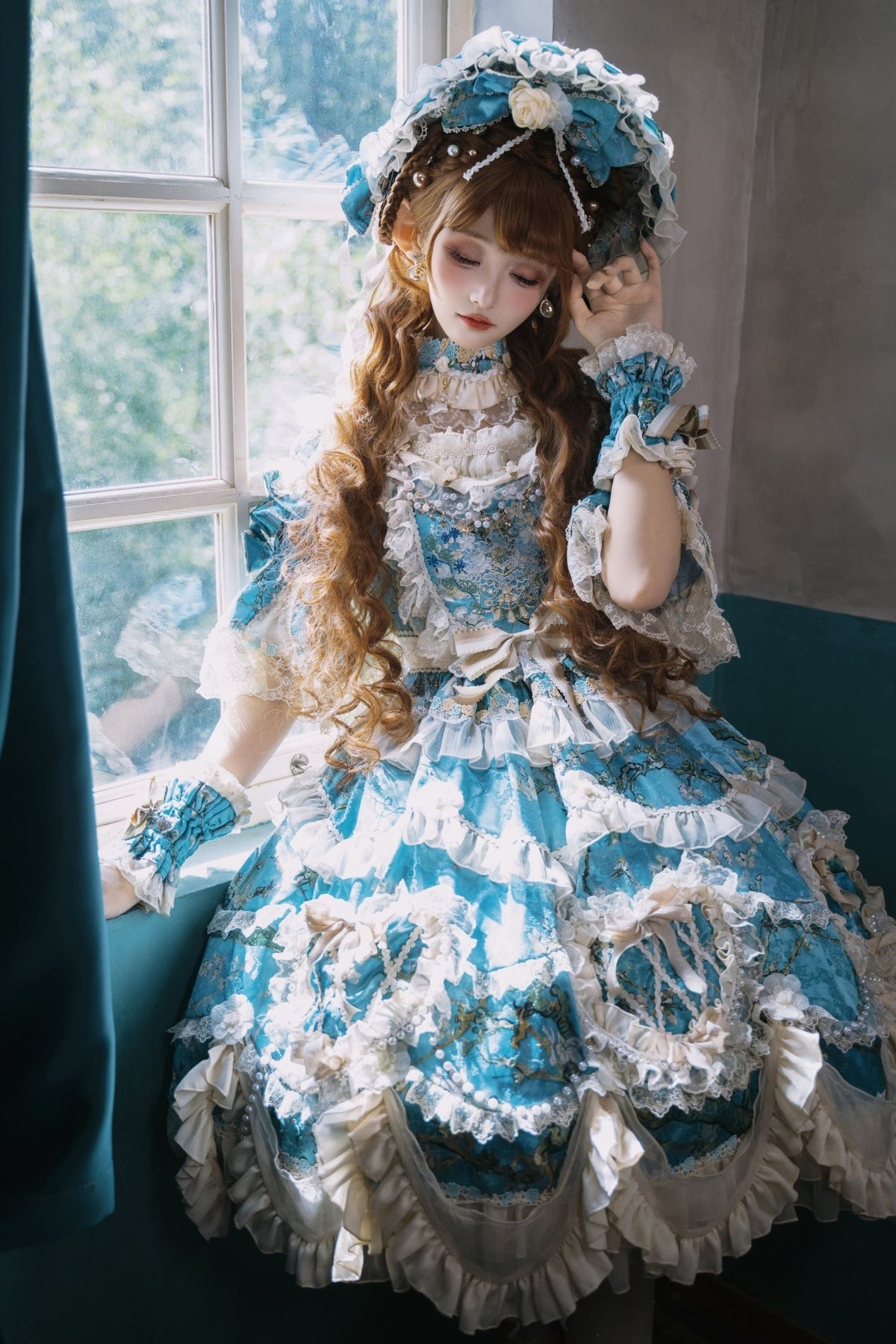 Apricot Tree Special Edition Sky Blue Heart Lace Classic Lolita Dress - LolitaEra