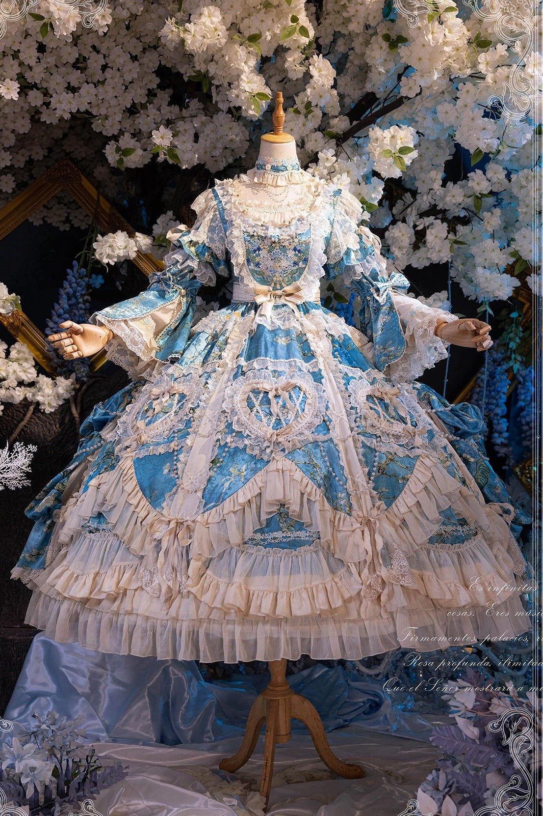 Apricot Tree Special Edition Sky Blue Heart Lace Classic Lolita Dress - LolitaEra