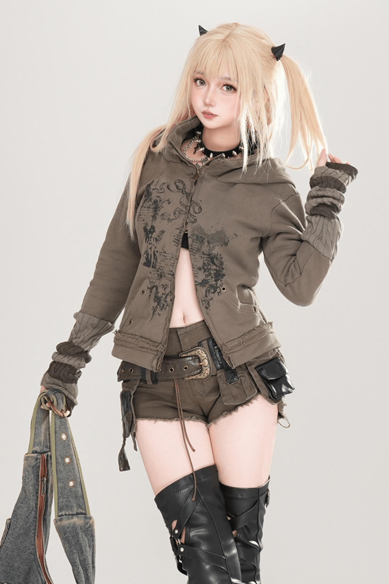 Assassin's Creed Theme Fleece - Lined Zip Hoodie - LolitaEraArmy GreenSAssassin's Creed Theme Fleece - Lined Zip Hoodie