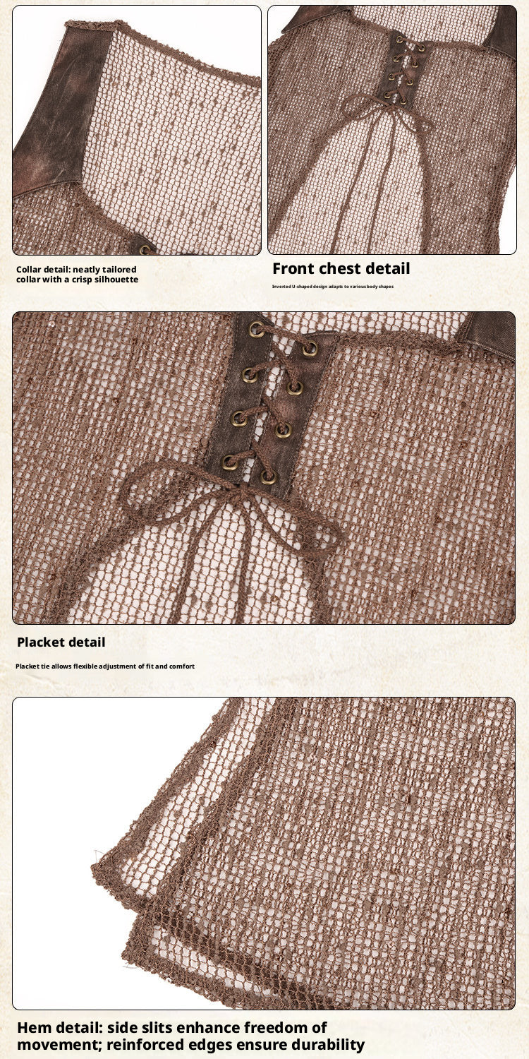 Ember Wasteland Open-Knit Lace-Up Maxi Cardigan Tube Top Set