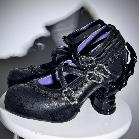 Sacred Bone Diary Skeletal Hand Heel Gothic Lolita Heels