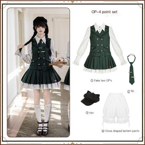 Baker Street Files Preppy Layered - Look Short OP - LolitaEraGreen OP SetSBaker Street Files Preppy Layered - Look Short OP