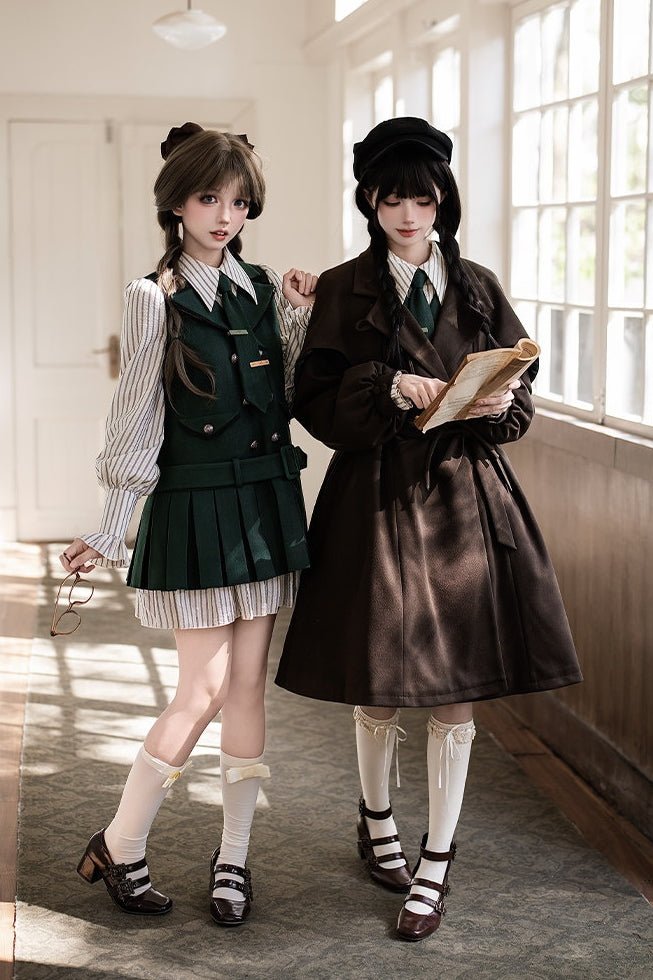 Baker Street Files Preppy Layered - Look Short OP - LolitaEraGreen OP SetSBaker Street Files Preppy Layered - Look Short OP