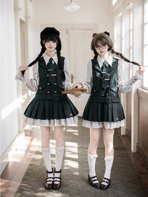 Baker Street Files Preppy Layered - Look Short OP - LolitaEraGreen OP SetSBaker Street Files Preppy Layered - Look Short OP