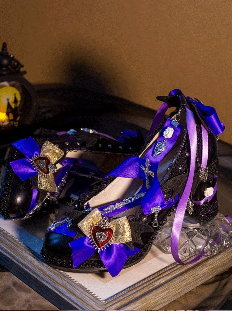 Bat Sorceress Gothic Lolita Heels LE5117 - LolitaEraPurple 8CM35Bat Sorceress Gothic Lolita Heels LE5117