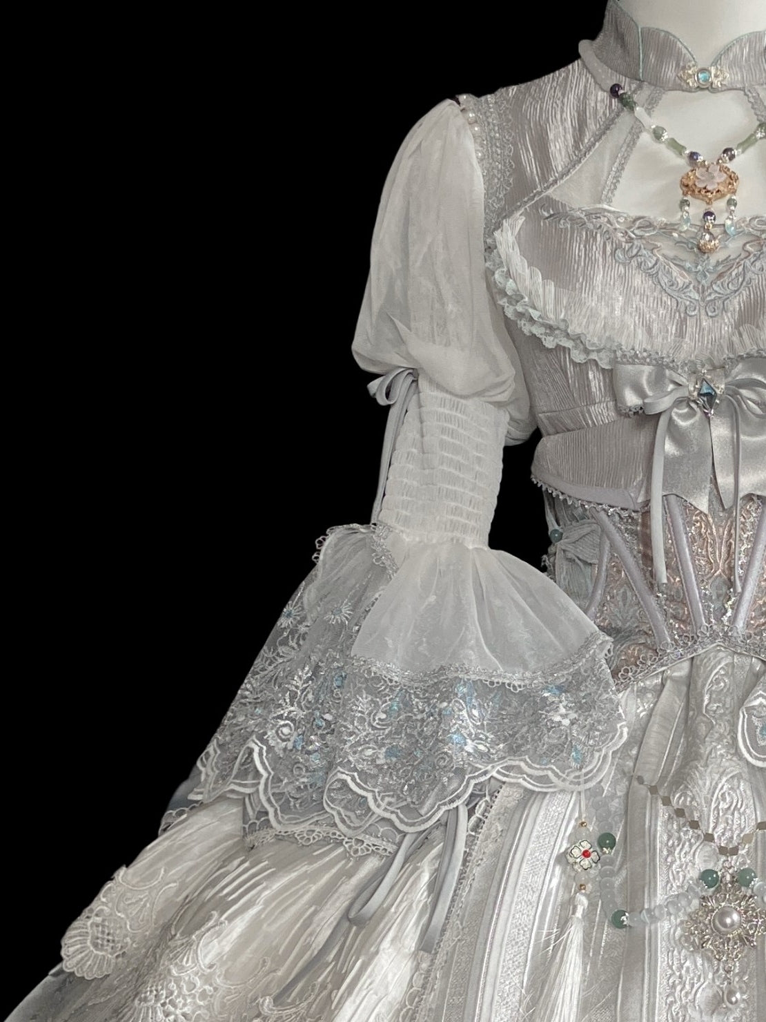 Candle Dragon Spirit Lolita Fantasy White JSK Dress Set