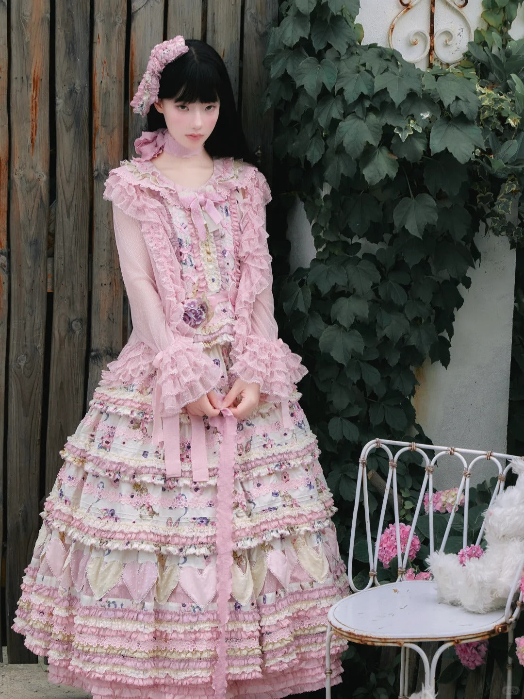 Be My Sweetheart Floral Tiered Sweet Lolita OP JSK Dress - LolitaEra