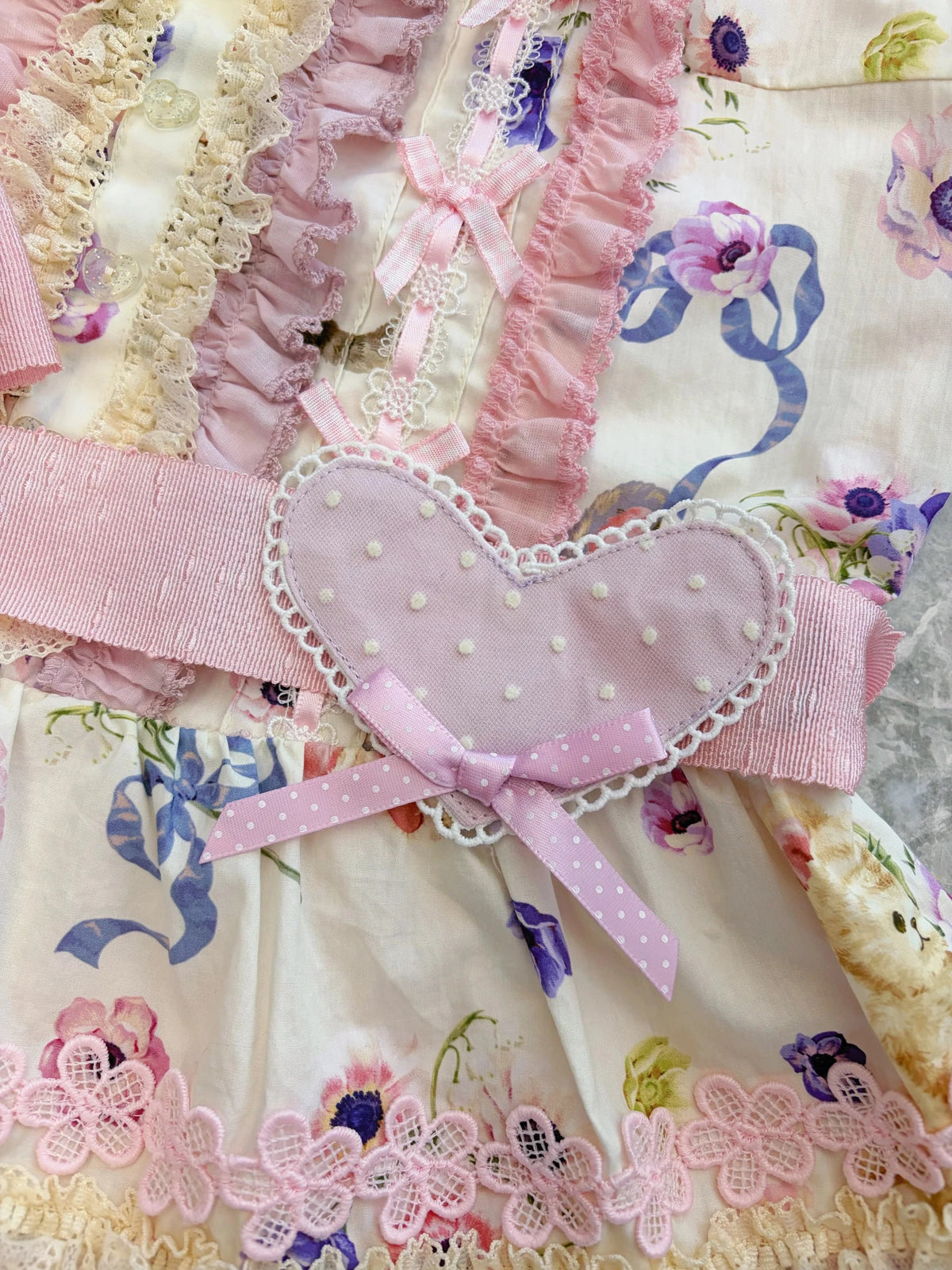 Be My Sweetheart Floral Tiered Sweet Lolita OP JSK Dress - LolitaEra