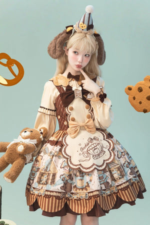 Bear Cookie Lolita Chocolate Cake Dress 1234 - LolitaEraJSK+KCSBear Cookie Lolita Chocolate Cake Dress 1234