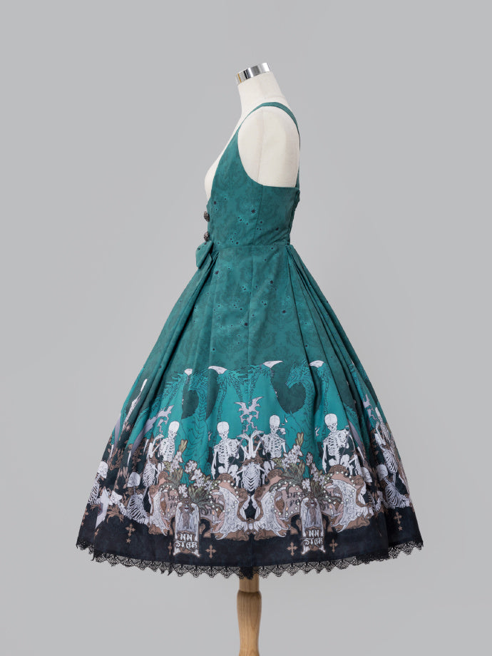 Dragon Bone Lily Lolita Gothic Green JSK Dress
