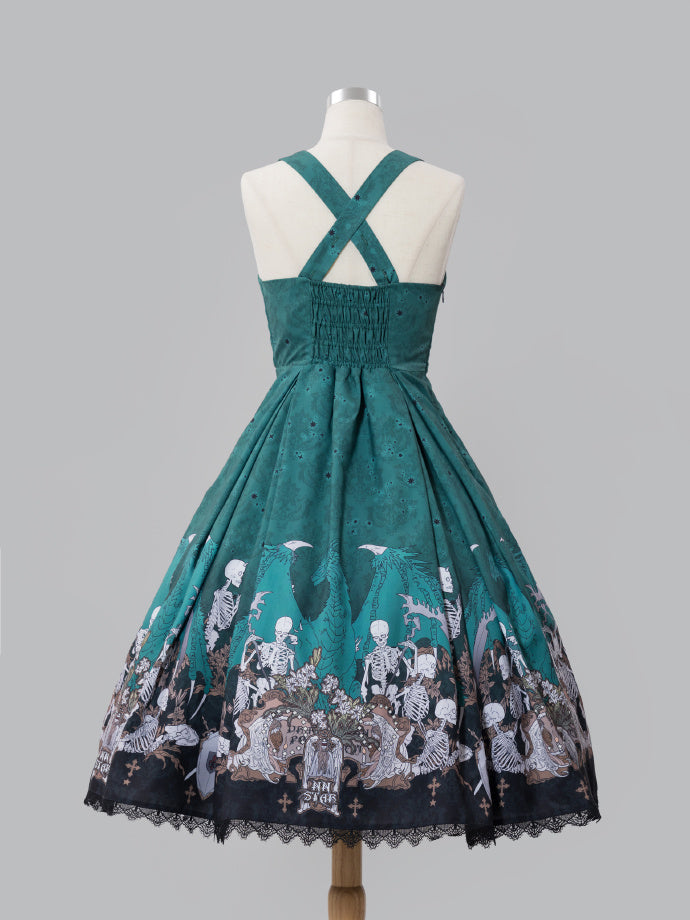 Dragon Bone Lily Lolita Gothic Green JSK Dress