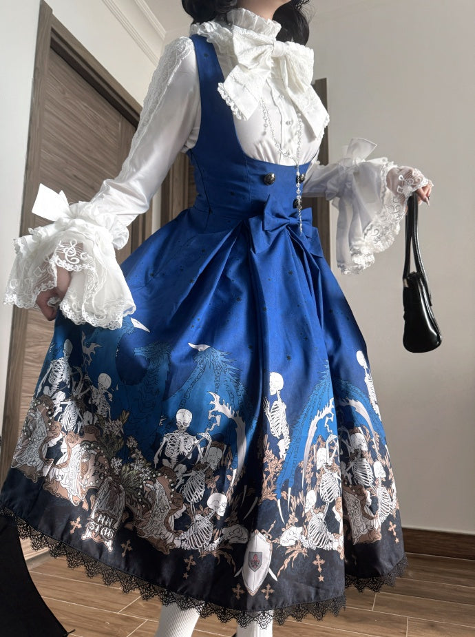 Dragon Bone Lily Lolita Gothic Blue JSK Dress
