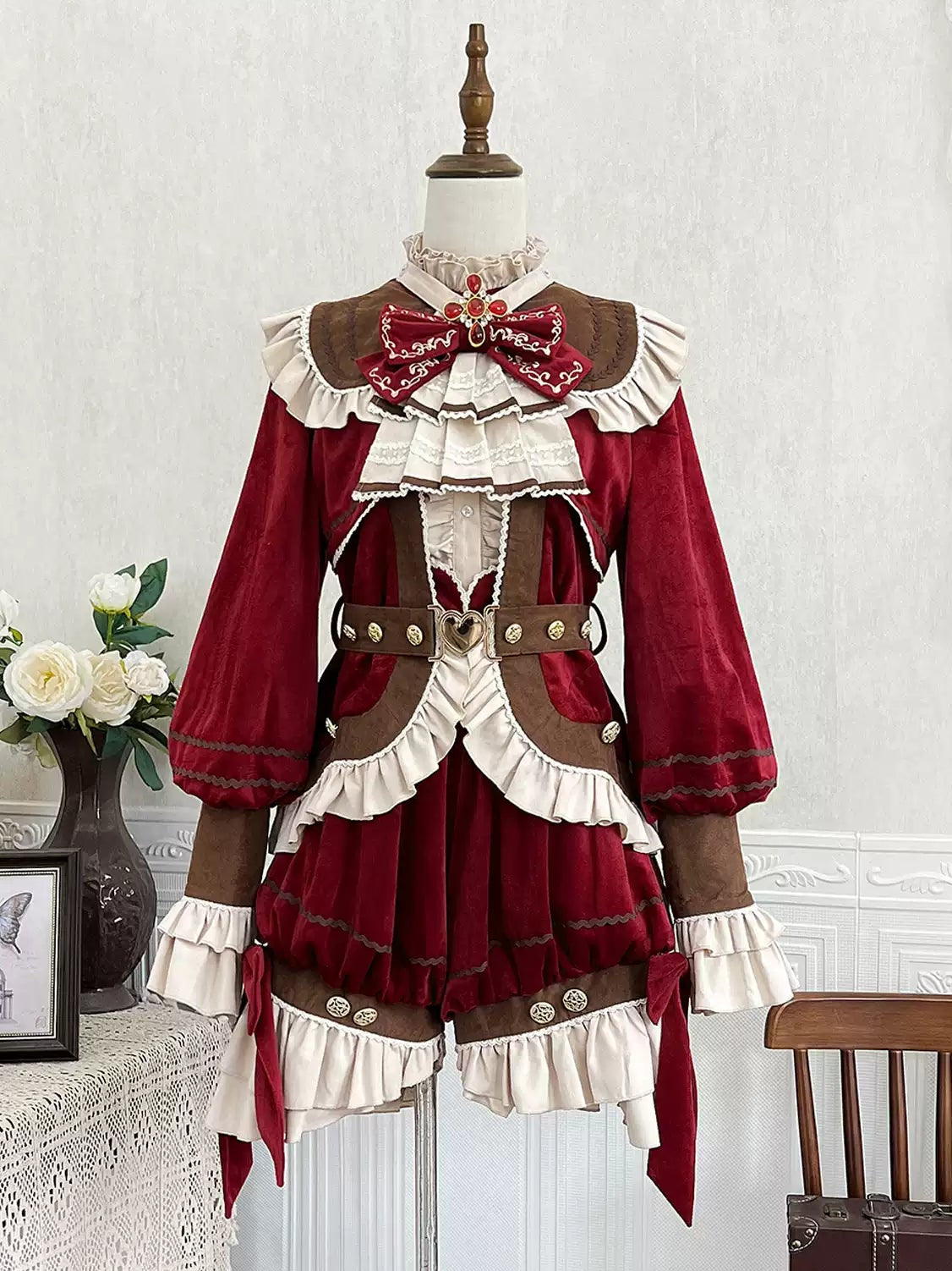 Black Tea Muffin Lolita Prince Ouji Top Coat Shorts Holiday Casual Set
