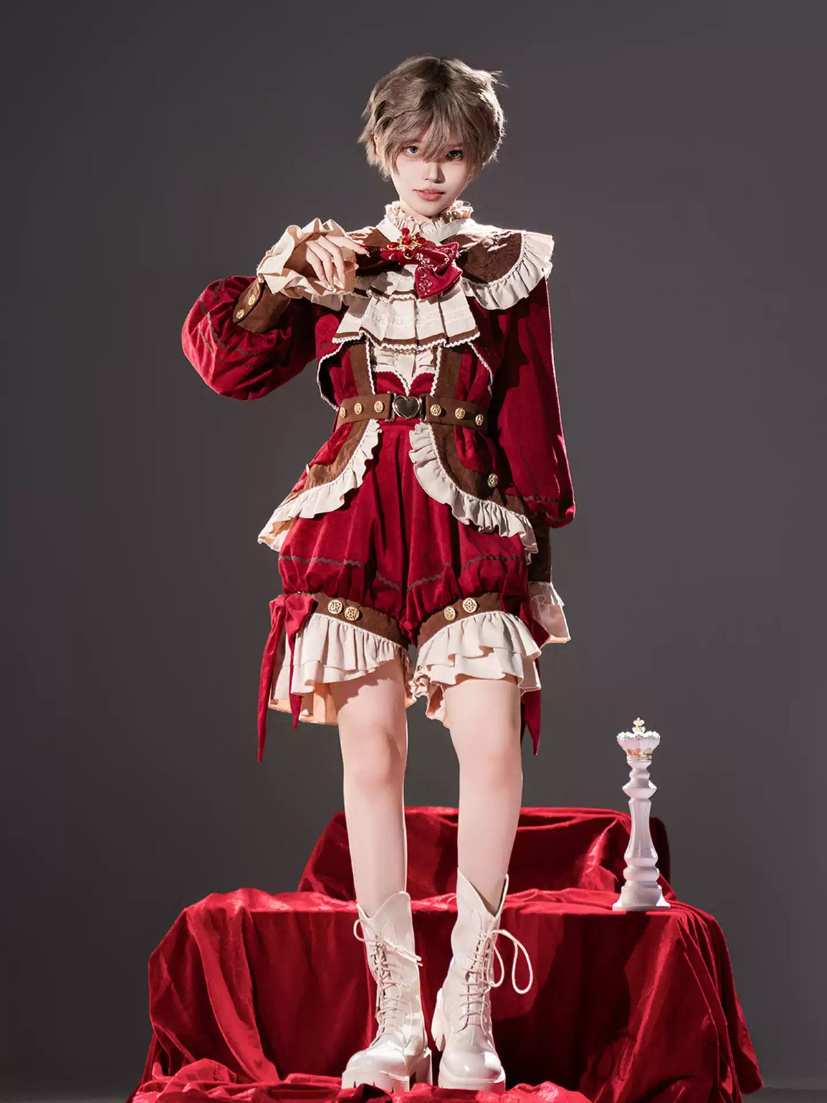 Black Tea Muffin Lolita Prince Ouji Top Coat Shorts Holiday Casual Set