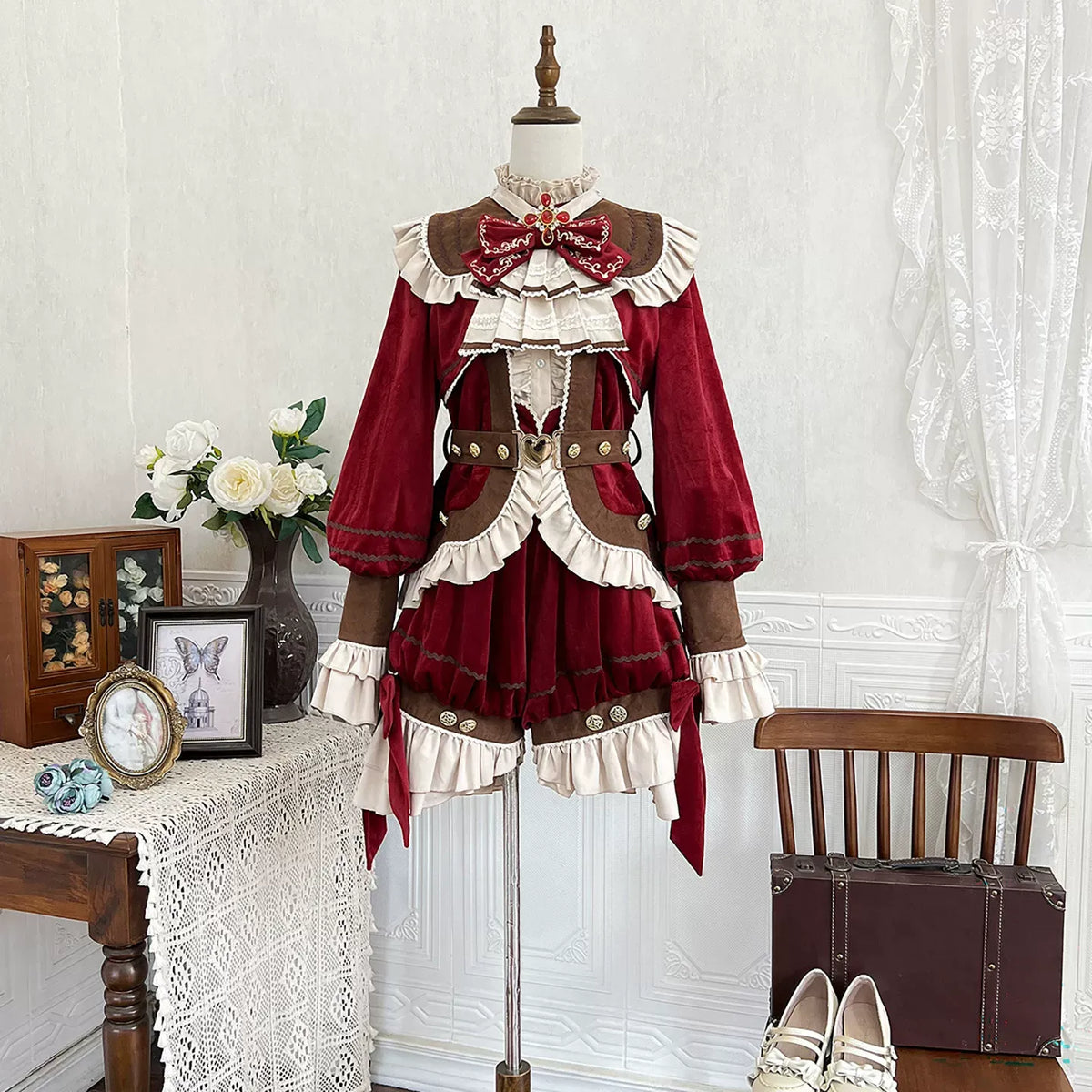 Black Tea Muffin Lolita Prince Ouji Top Coat Shorts Holiday Casual Set