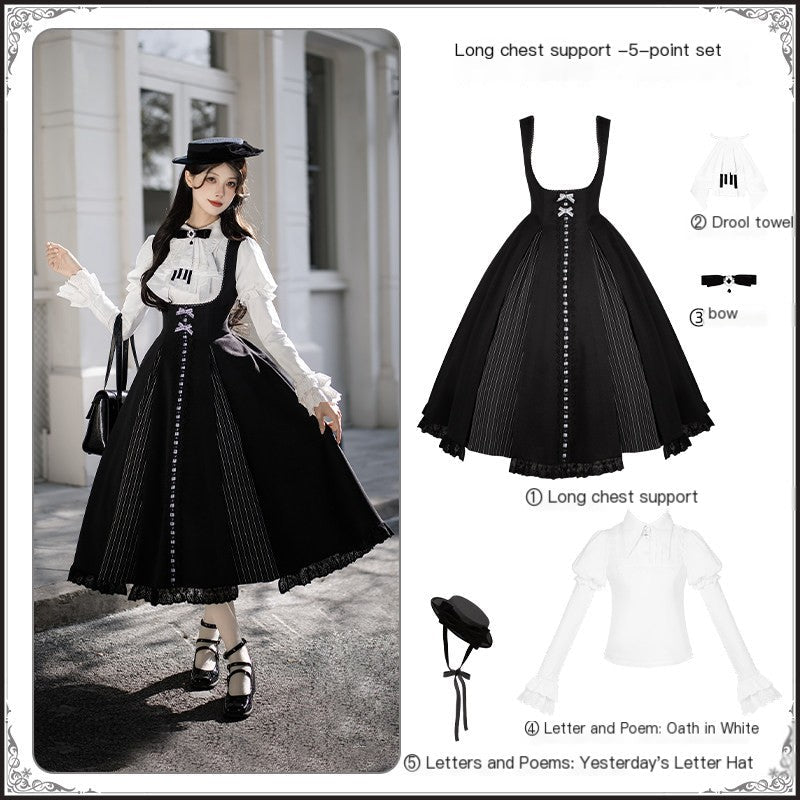 Black & White Movement Classic Long/Short Skirt Set 1322 - LolitaEraLong SetSBlack & White Movement Classic Long/Short Skirt Set 1322