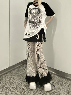 Bloody Angel Studded Edgy Subculture Lace - up Top - LolitaEraPinkSBloody Angel Studded Edgy Subculture Lace - up Top