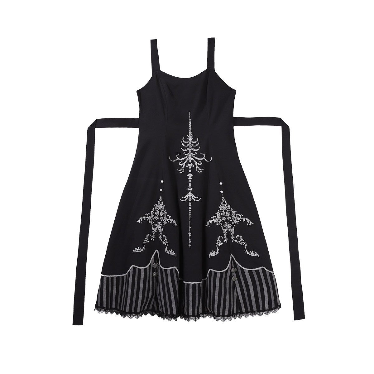 Bone Whisper Gothic Dark OP Set - LolitaEraDressBlackSBone Whisper Gothic Dark OP Set