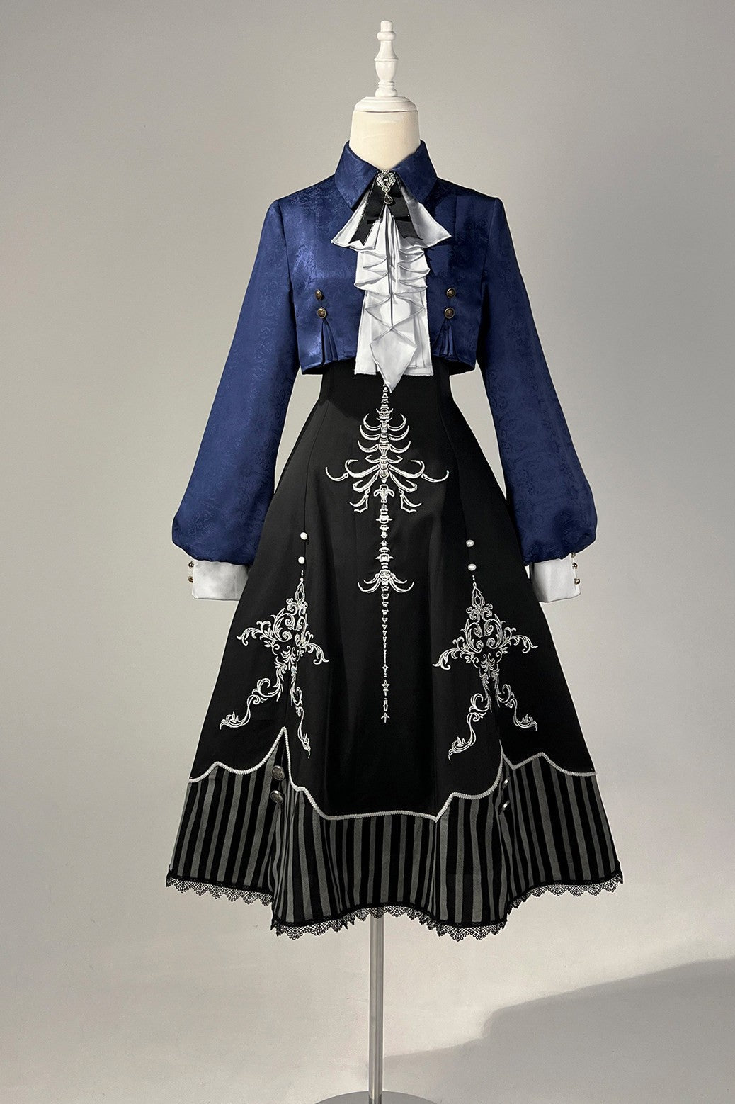 Bone Whisper Gothic Dark OP Set - LolitaEraTop + Dress(Set Special Offer)BlackSBone Whisper Gothic Dark OP Set