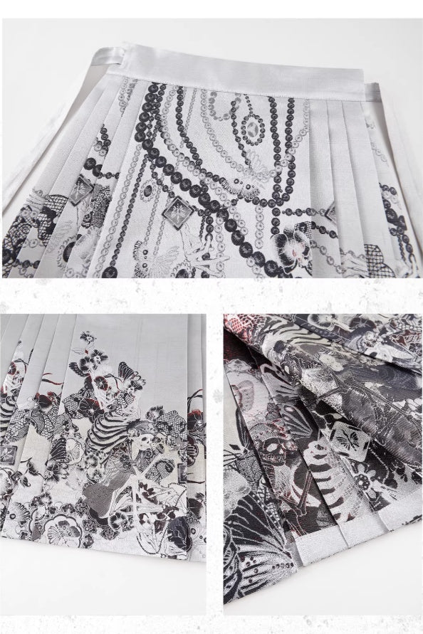 Bones Bloom Gothic Hanfu Set 1213 - LolitaEraHanfu Short JacketSBones Bloom Gothic Hanfu Set 1213