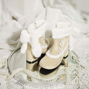 Bow Round - Toe Block - Heel Snow Boots 1304 - LolitaEraBlack Set34Bow Round - Toe Block - Heel Snow Boots 1304