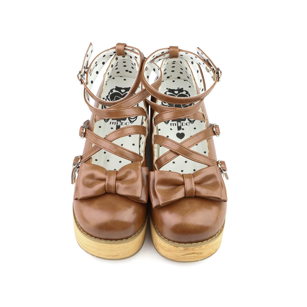 Brown‑Tone Tarta Tower Lolita Round‑Toe Chunky Platform Shoes - LolitaEra