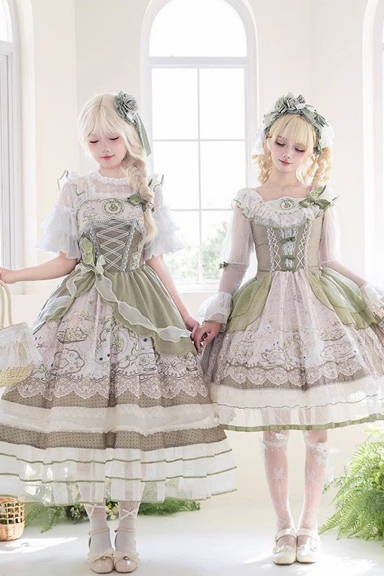 Bunny Classic Fresh Green Lolita Dress - LolitaEraOP+BroochSBunny Classic Fresh Green Lolita Dress