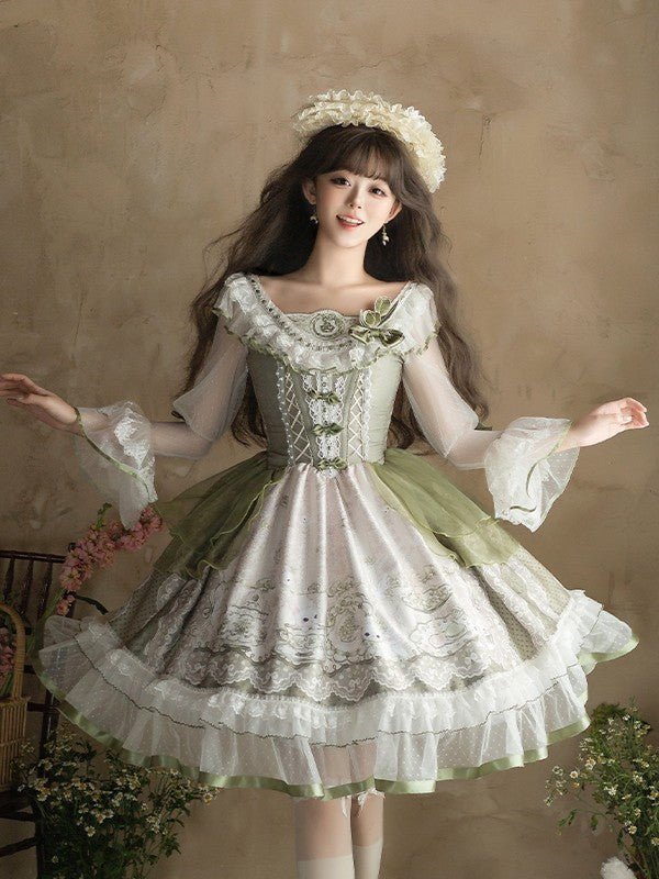 Bunny Classic Fresh Green Lolita Dress - LolitaEraOP+BroochSBunny Classic Fresh Green Lolita Dress
