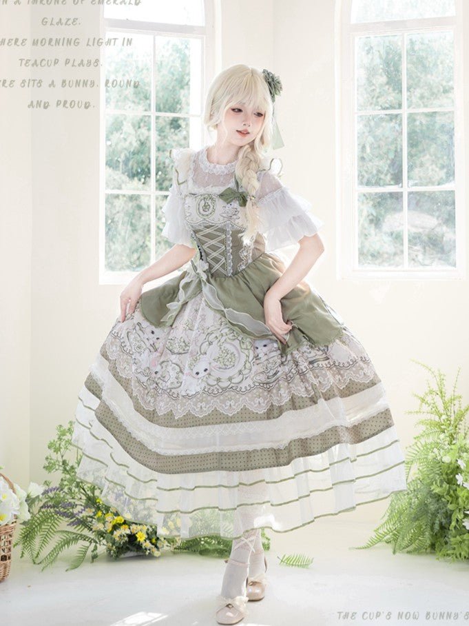 Bunny Classic Fresh Green Lolita Dress - LolitaEraOP+BroochSBunny Classic Fresh Green Lolita Dress