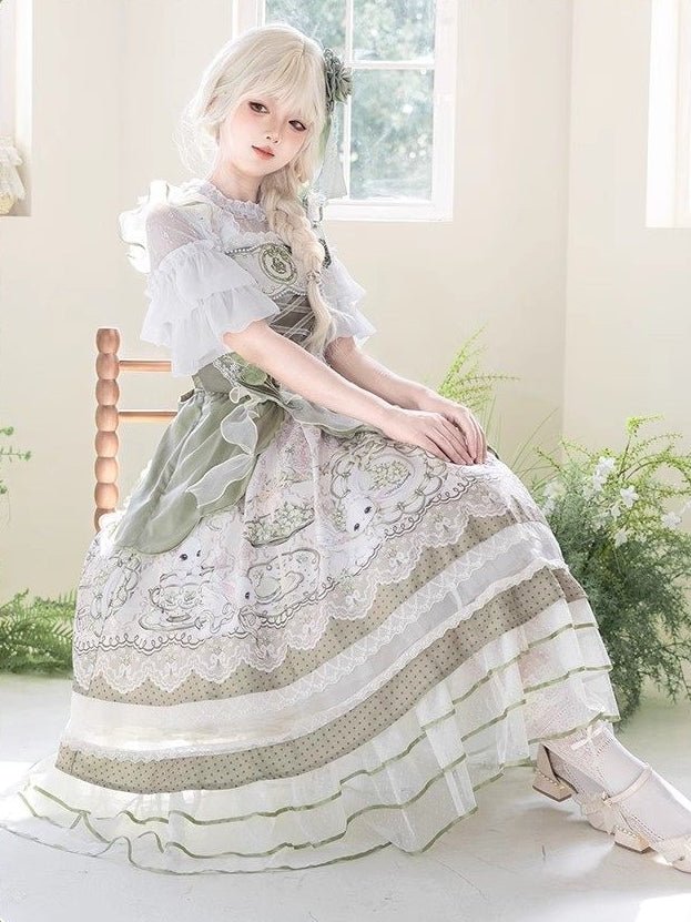 Bunny Classic Fresh Green Lolita Dress - LolitaEraOP+BroochSBunny Classic Fresh Green Lolita Dress