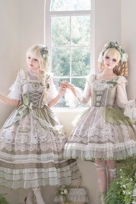 Bunny Classic Fresh Green Lolita Dress - LolitaEraOP+BroochSBunny Classic Fresh Green Lolita Dress